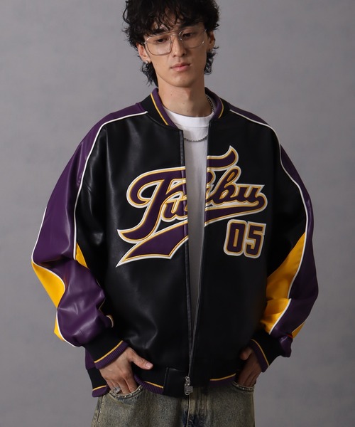 セール】【FUBU/フブ】 Faux Leather Game Jacket / フォウ レザー