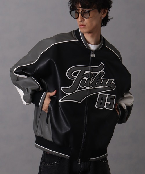 FUBU( フブ)の「【FUBU/フブ】 Faux Leather Game Jacket / フォウ レザー ゲーム ジャケット(スタジャン・メンズ・ブルー/グレー/パープル/レッド・M/L/XL)」の6枚目の写真