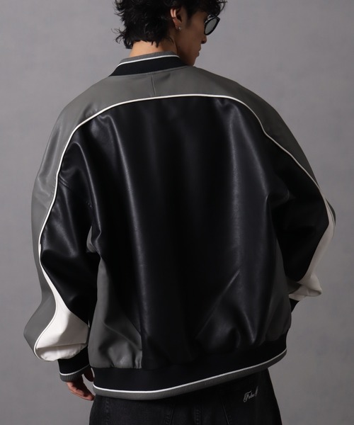 セール】【FUBU/フブ】 Faux Leather Game Jacket / フォウ レザー