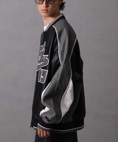 セール】【FUBU/フブ】 Faux Leather Game Jacket / フォウ レザー
