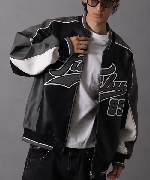 セール】【FUBU/フブ】 Faux Leather Game Jacket / フォウ レザー