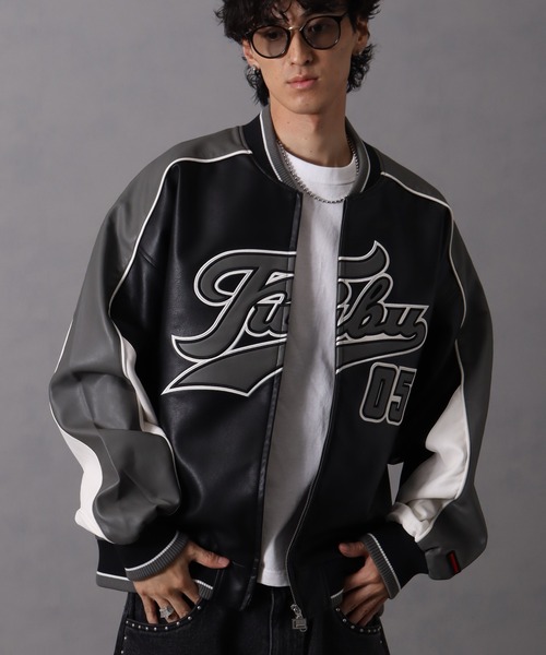セール】【FUBU/フブ】 Faux Leather Game Jacket / フォウ レザー