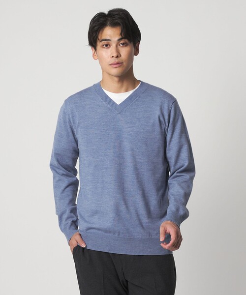 A DAY IN THE LIFE UNITED ARROWS(アデイインザライフユナイテッドアローズ)の「ハイゲージ プレーティング テンジク Vネックニット<A DAY IN THE LIFE>(ニット/セーター・メンズ・グレー系/ターコイズブルー系/ネイビー・L/S/M)」の4枚目の写真