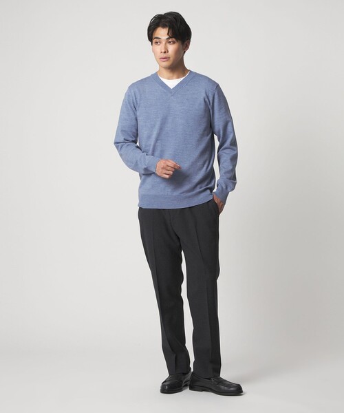 A DAY IN THE LIFE UNITED ARROWS(アデイインザライフユナイテッドアローズ)の「ハイゲージ プレーティング テンジク Vネックニット<A DAY IN THE LIFE>(ニット/セーター・メンズ・グレー系/ターコイズブルー系/ネイビー・L/S/M)」の6枚目の写真