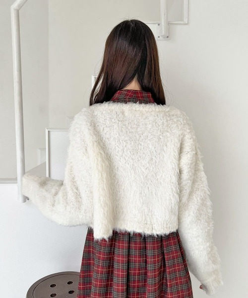 F i.n.t（フィント）の「ポワルフェザーニットボレロ/fint フィント（カーディガン/ボレロ・レディース・ライトグレー/アイボリー/ピンクベージュ・FREE）」の11枚目の写真