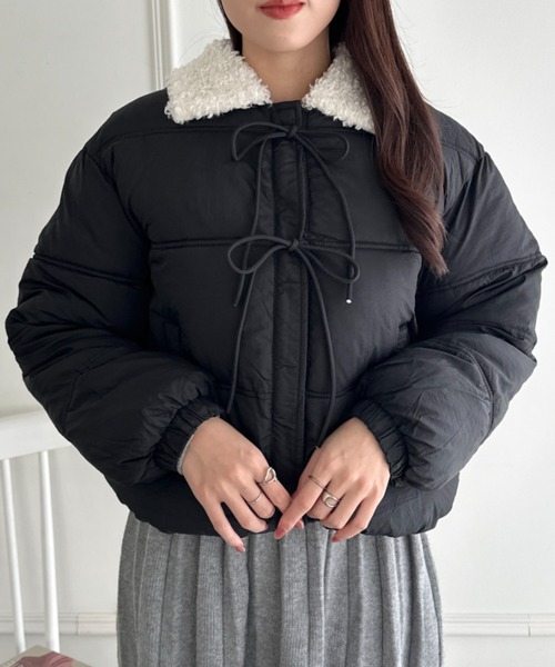 wears(ウェアーズ)の「フロントリボンボリュームダウンジャケット(ダウンジャケット/コート・レディース・イエロー/ブラック/アイボリー・FREE)」の3枚目の写真