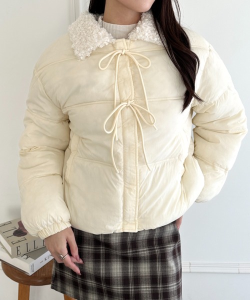wears(ウェアーズ)の「フロントリボンボリュームダウンジャケット(ダウンジャケット/コート・レディース・イエロー/ブラック/アイボリー・FREE)」の5枚目の写真