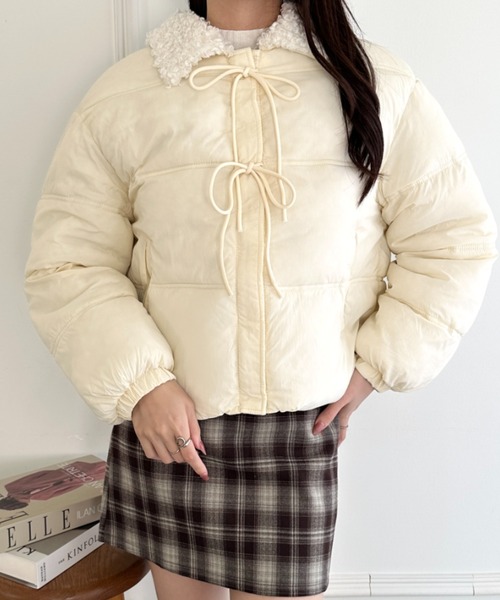 wears(ウェアーズ)の「フロントリボンボリュームダウンジャケット(ダウンジャケット/コート・レディース・イエロー/ブラック/アイボリー・FREE)」の9枚目の写真