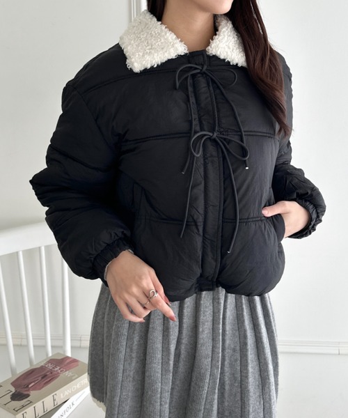 wears(ウェアーズ)の「フロントリボンボリュームダウンジャケット(ダウンジャケット/コート・レディース・イエロー/ブラック/アイボリー・FREE)」の16枚目の写真