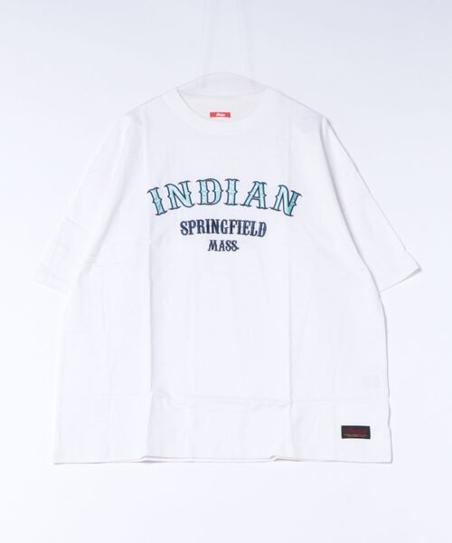 ARCHIVER(アーカイバ)の「【RES】【INDIAN】サテンロゴ オーバーサイズTシャツ(Tシャツ/カットソー・メンズ・ダークグリーン/ブルーグレー/ホワイト・MEDIUM/LARGE)」の1枚目の写真