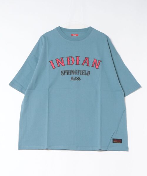 ARCHIVER(アーカイバ)の「【RES】【INDIAN】サテンロゴ オーバーサイズTシャツ(Tシャツ/カットソー・メンズ・ダークグリーン/ブルーグレー/ホワイト・MEDIUM/LARGE)」の2枚目の写真