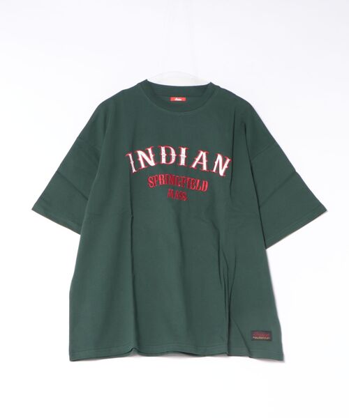 ARCHIVER(アーカイバ)の「【RES】【INDIAN】サテンロゴ オーバーサイズTシャツ(Tシャツ/カットソー・メンズ・ダークグリーン/ブルーグレー/ホワイト・MEDIUM/LARGE)」の3枚目の写真