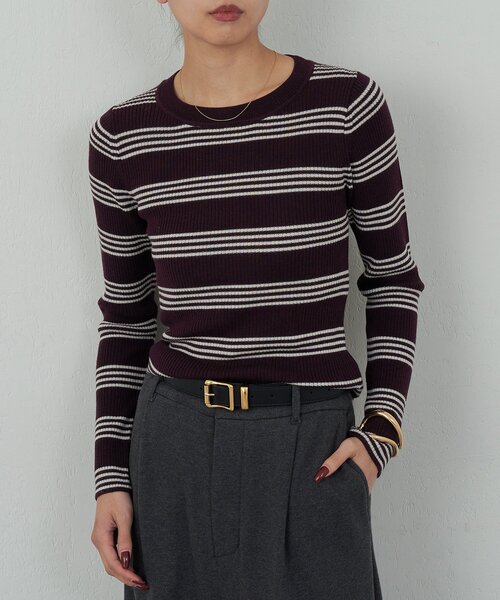 【手洗い可】【HERITANOVUM】ボーダークループルオーバー