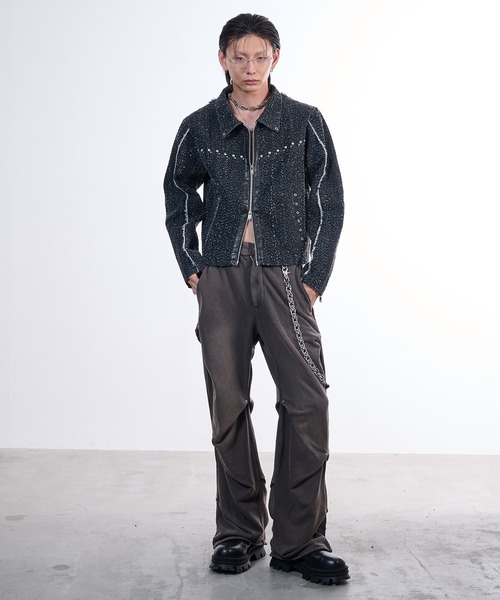 VI E DIT(ヴィエディット)の「Random tack sweat pants/ランダムタックスウェットパンツ(スウェットパンツ・メンズ・チャコールグレー/ブラック・1/2)」の14枚目の写真