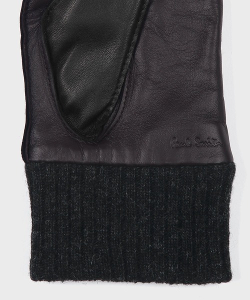 Paul Smith(ポールスミス)の「ニットカフス レザー グローブ【250752 TSG】(手袋・メンズ・ブラック/ネイビー・FREE)」の3枚目の写真