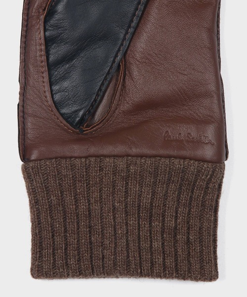 Paul Smith(ポールスミス)の「ニットカフス レザー グローブ【250752 TSG】(手袋・メンズ・ブラック/ネイビー・FREE)」の5枚目の写真