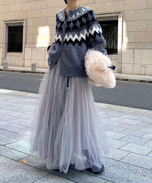 DouDou(ドゥドゥ)の「ダブルチュールスカート(スカート・レディース・グレー/ブラック・FREE)」の15枚目の写真