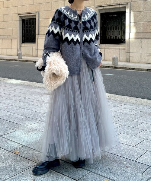 DouDou(ドゥドゥ)の「ダブルチュールスカート(スカート・レディース・グレー/ブラック・FREE)」の17枚目の写真