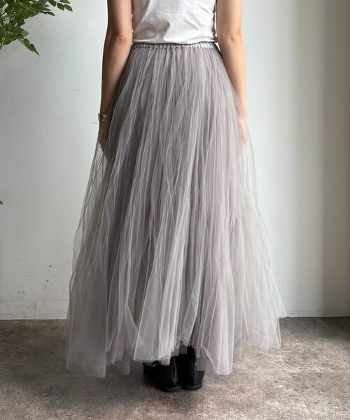 DouDou(ドゥドゥ)の「ダブルチュールスカート(スカート・レディース・グレー/ブラック・FREE)」の20枚目の写真