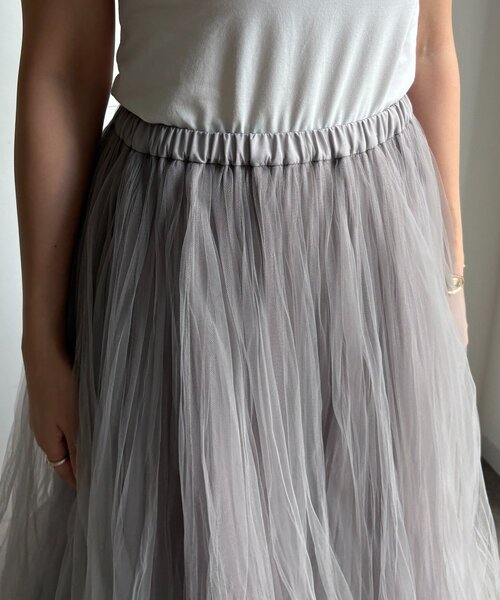 DouDou(ドゥドゥ)の「ダブルチュールスカート(スカート・レディース・グレー/ブラック・FREE)」の21枚目の写真