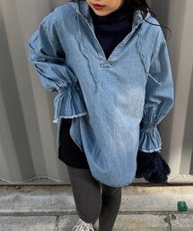 シャツ/ブラウス（ノーカラー / デニム）ファッション通販