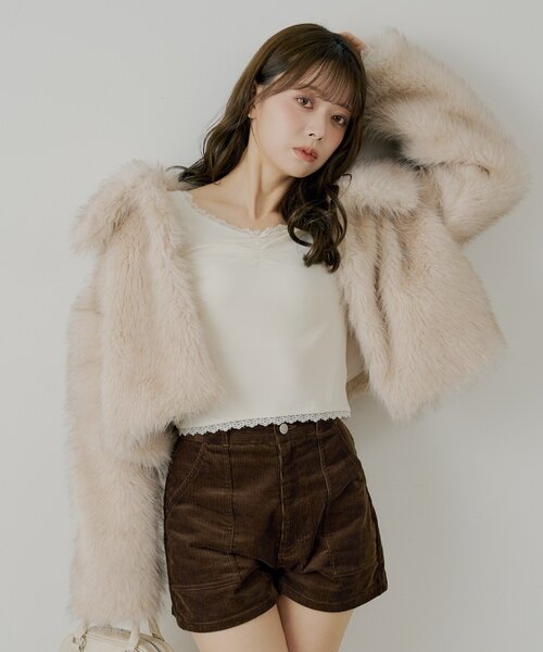 Chico（チコ）の「前後2wayレースギャザーロンT（Tシャツ/カットソー・レディース・ピンク/グレー/アイボリー/ブラック・FREE）」の5枚目の写真