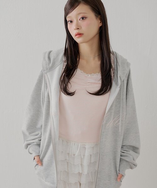 Chico（チコ）の「前後2wayレースギャザーロンT（Tシャツ/カットソー・レディース・ピンク/グレー/アイボリー/ブラック・FREE）」の12枚目の写真