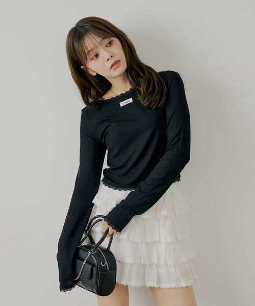 Chico（チコ）の「前後2wayレースギャザーロンT（Tシャツ/カットソー・レディース・ピンク/グレー/アイボリー/ブラック・FREE）」の13枚目の写真