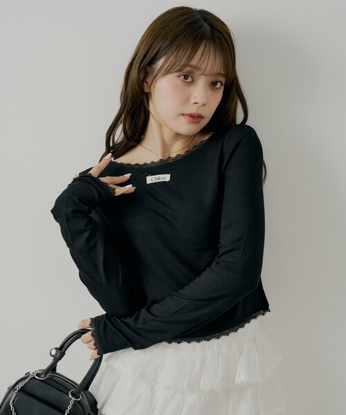 Chico（チコ）の「前後2wayレースギャザーロンT（Tシャツ/カットソー・レディース・ピンク/グレー/アイボリー/ブラック・FREE）」の16枚目の写真