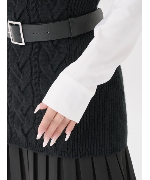 シャツドッキングプリーツニットミニワンピース（ワンピース）｜Darich