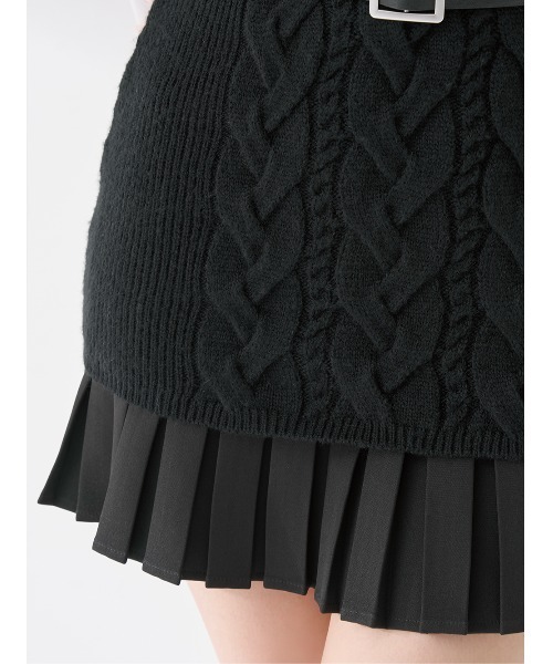 大人完売品Darichシャツドッキングプリーツニットミニワンピース　BEG シャツドッキングプリーツニットミニワンピース（ワンピース）｜Darich