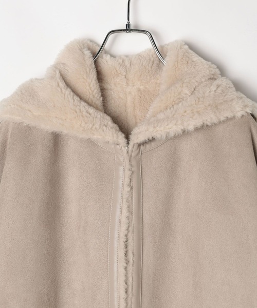 リバーシブルムートンボアポンチョコート 601535（ムートンコート