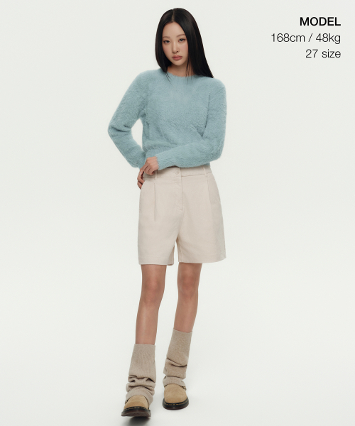 MUSINSA STANDARD WOMAN（ムシンサスタンダードウーマン）の「ウィメンズワンタックワイドコーデュロイショーツ[クリーム]（その他パンツ・レディース・その他・30/24/25/26/27/28/29）」の2枚目の写真