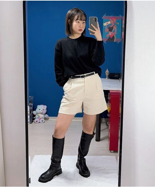 MUSINSA STANDARD WOMAN（ムシンサスタンダードウーマン）の「ウィメンズワンタックワイドコーデュロイショーツ[クリーム]（その他パンツ・レディース・その他・30/24/25/26/27/28/29）」の7枚目の写真