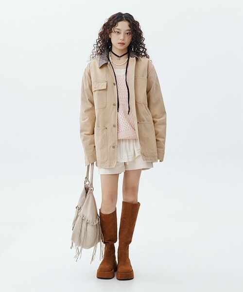 MUSINSA STANDARD WOMAN（ムシンサスタンダードウーマン）の「ウィメンズワンタックワイドコーデュロイショーツ[クリーム]（その他パンツ・レディース・その他・30/24/25/26/27/28/29）」の10枚目の写真