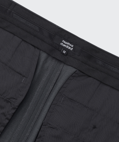 MUSINSA STANDARD（ムシンサスタンダード）の「リラックスしたテーパード隠しバンディングクロップドスラックス[グレー]（スラックス・メンズ・その他・40/38/42/36/34/32/30/31/33/26/27/28/29）」の5枚目の写真