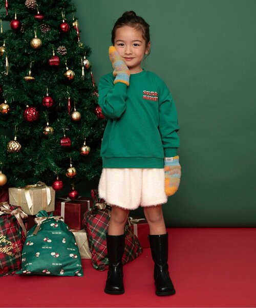 BREEZE（ブリーズ）の「シャギーチェックミトン（手袋・キッズ・イエロー/レッド・95/120/140）」の3枚目の写真