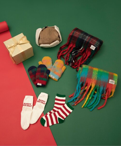 BREEZE（ブリーズ）の「シャギーチェックミトン（手袋・キッズ・イエロー/レッド・95/120/140）」の5枚目の写真