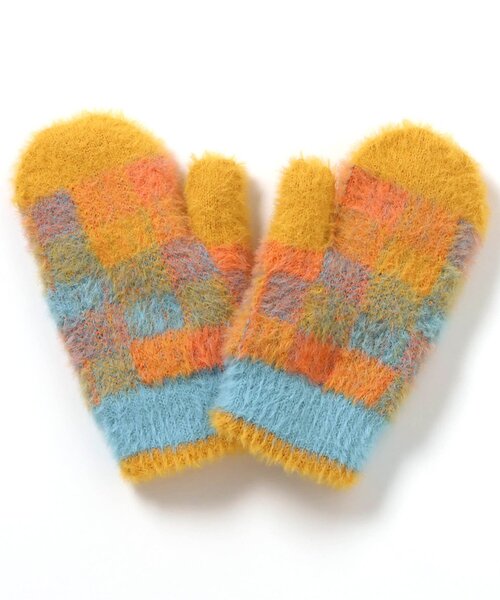 BREEZE（ブリーズ）の「シャギーチェックミトン（手袋・キッズ・イエロー/レッド・95/120/140）」の8枚目の写真