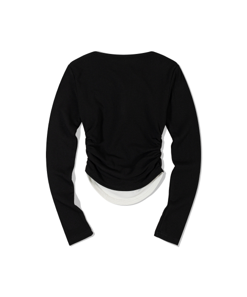 MOAA(モア)の「デュアルヘンリーネックスリーブ_裏起毛 (ブラック)(Tシャツ/カットソー・レディース・その他・SMALL/MEDIUM)」の3枚目の写真