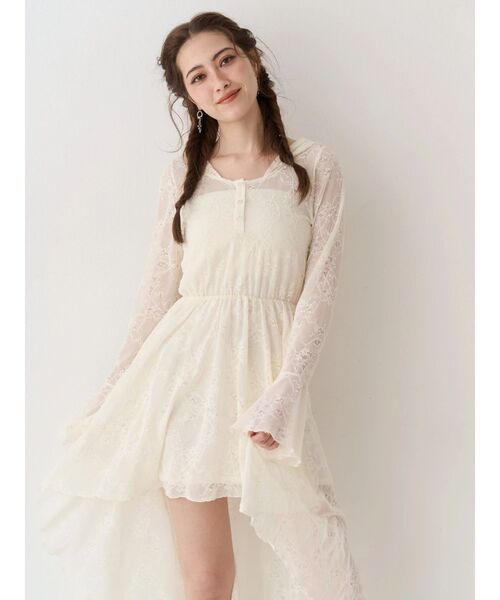 EVRIS（エヴリス）の「レースイレヘムフーディワンピース（ワンピース・レディース・ホワイト/ブラック・FREE）」の17枚目の写真