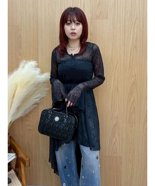 EVRIS（エヴリス）の「レースイレヘムフーディワンピース（ワンピース・レディース・ホワイト/ブラック・FREE）」の6枚目の写真