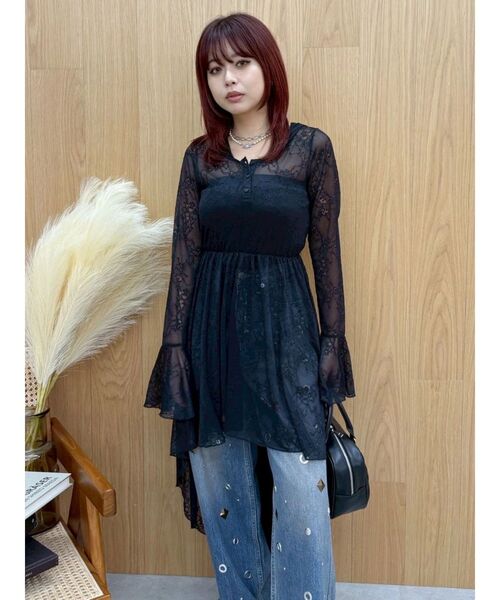 EVRIS（エヴリス）の「レースイレヘムフーディワンピース（ワンピース・レディース・ホワイト/ブラック・FREE）」の7枚目の写真