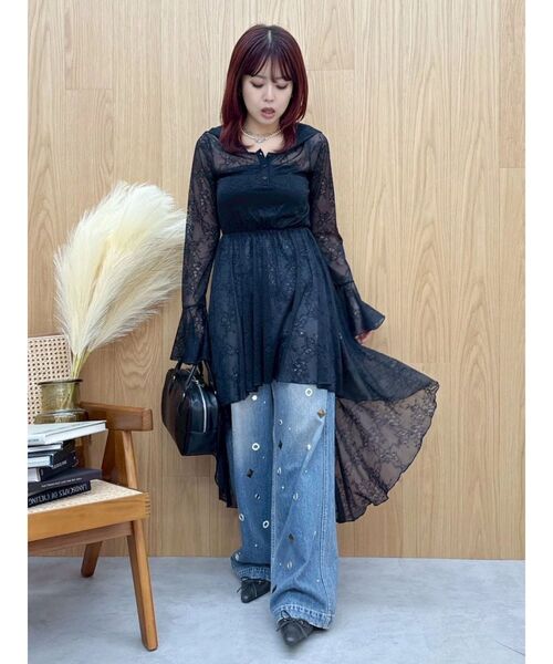 EVRIS（エヴリス）の「レースイレヘムフーディワンピース（ワンピース・レディース・ホワイト/ブラック・FREE）」の8枚目の写真