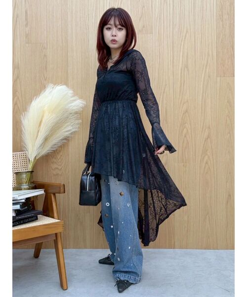 EVRIS（エヴリス）の「レースイレヘムフーディワンピース（ワンピース・レディース・ホワイト/ブラック・FREE）」の9枚目の写真