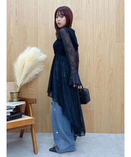 EVRIS（エヴリス）の「レースイレヘムフーディワンピース（ワンピース・レディース・ホワイト/ブラック・FREE）」の10枚目の写真