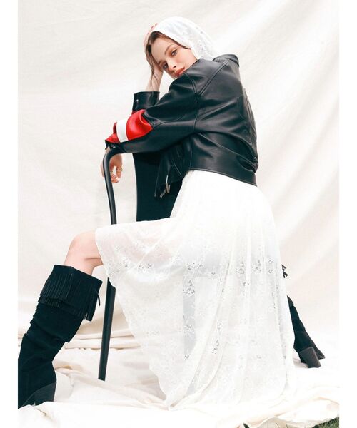 EVRIS（エヴリス）の「レースイレヘムフーディワンピース（ワンピース・レディース・ホワイト/ブラック・FREE）」の14枚目の写真