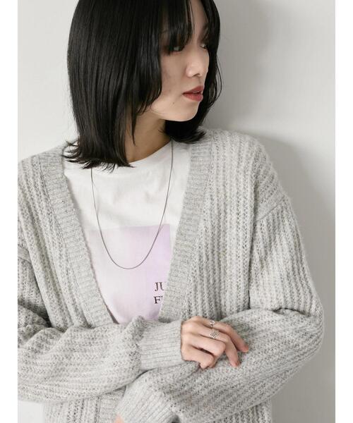 Samansa Mos2 blue（サマンサモスモスブルー）の「ラメニットVネックカーディガン（カーディガン/ボレロ・レディース・ライトベージュ/チャコールグレー/ブルー・F）」の18枚目の写真