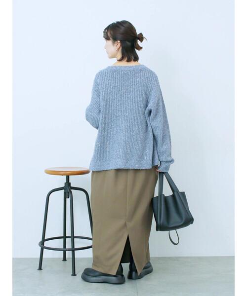 Samansa Mos2 blue（サマンサモスモスブルー）の「ラメニットVネックカーディガン（カーディガン/ボレロ・レディース・ライトベージュ/チャコールグレー/ブルー・F）」の15枚目の写真