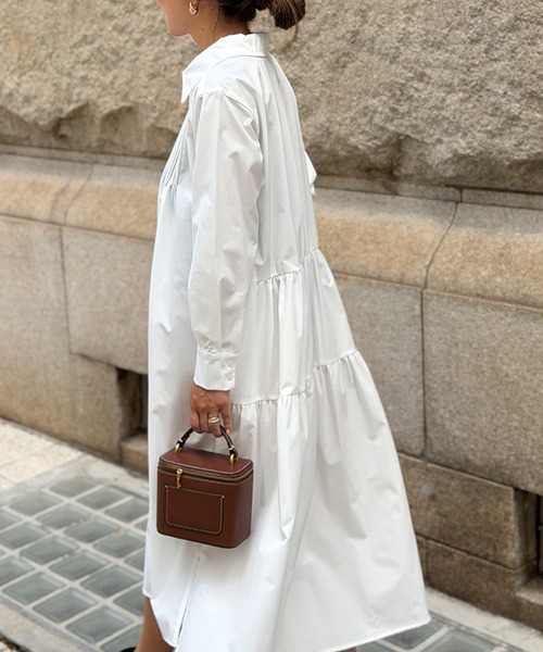 ST.ROONEY(セントルーニー)の「ピンタックティアードシャツワンピース【低身長・小柄女性向け】(ワンピース・レディース・ネイビー/ホワイト/カーキ・XS)」の2枚目の写真
